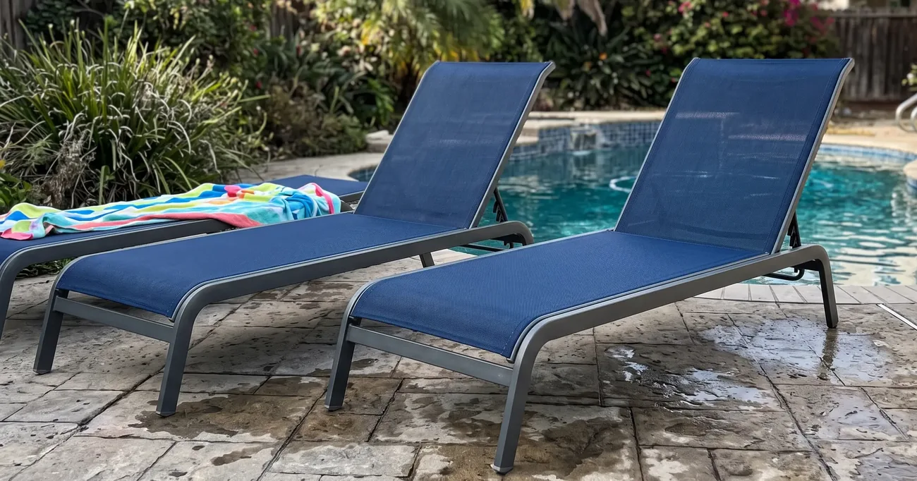 Custom one-piece replacement chaise lounge sling render