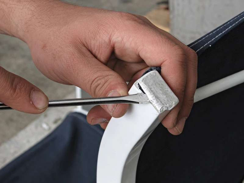 How to remove plastic end caps from sling furniture rails