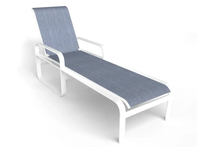 Notched chaise sling in Augustine Denim