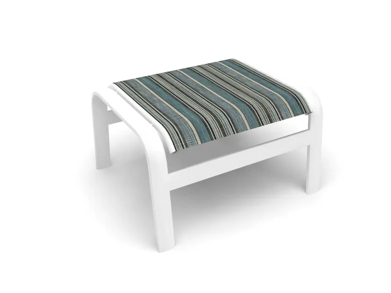 Custom ottoman sling in Dakota Stripe Blueprint